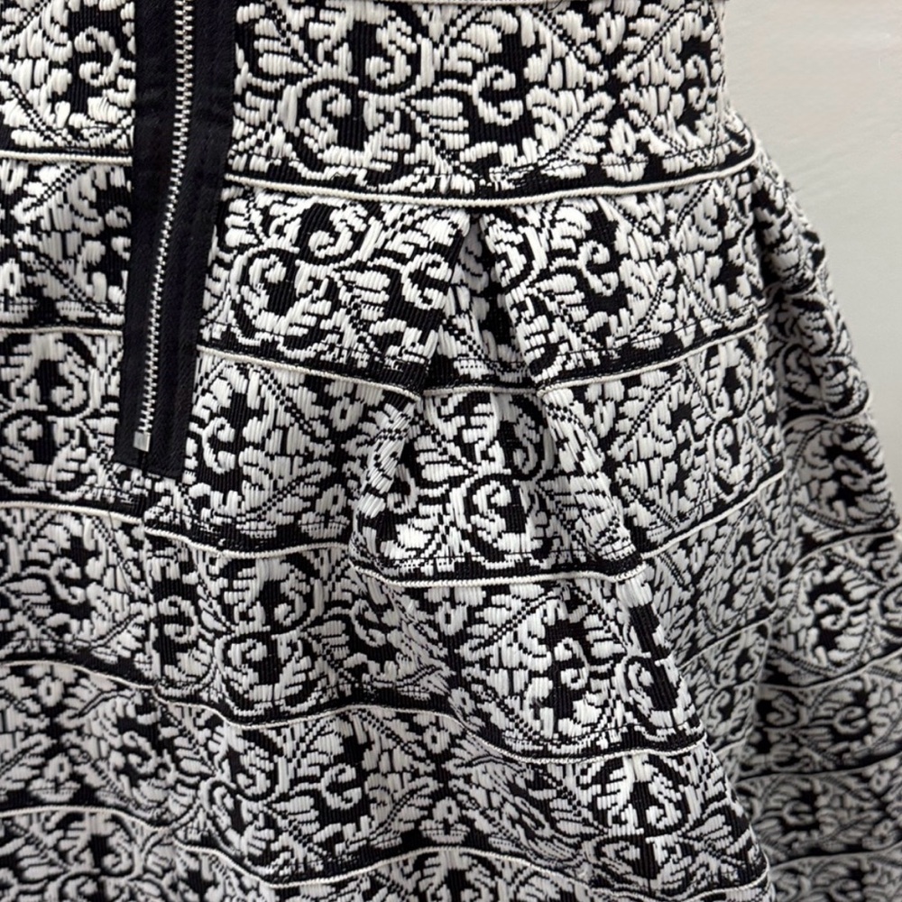 NWT Gracia Black & White Brocade Fit-and-Flare Mini Dress – Size Large - Picture 9 of 9